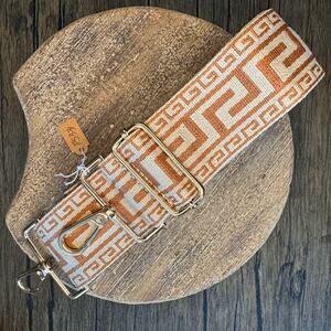 Wide Brown Beige Geometric Purse Strap Crossbody Purse Strap Guitar Strap